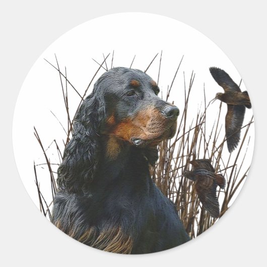 Sticker Rond Gordon Setter, compagnon de chasse (Devant)