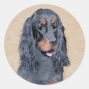 Sticker Rond Gordon Setter Peinture - Joli art original chien