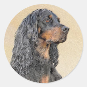 Sticker Rond Gordon Setter Peinture - Joli art original chien