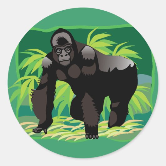 Sticker Rond Gorilla de la Jungle (Devant)