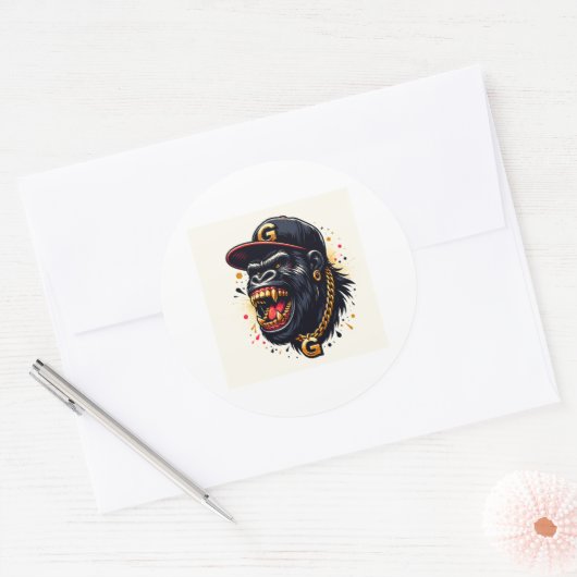 Sticker Rond Gorilla Gold Chain (Enveloppe)