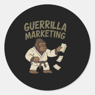 Sticker Rond Gorilla Karate Guerrilla Marketing Graphique amusa