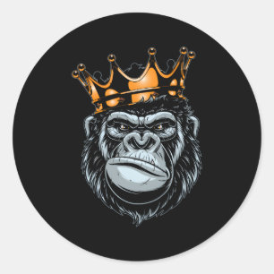 Sticker Rond Gorilla King Alpha Ape Faune Le Roi