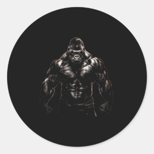 Sticker Rond Gorilla Monkey Gym Porter Bodybuilding Workbuildin