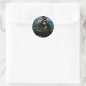 Sticker Rond Gorille fractale dans le pré (Sac)