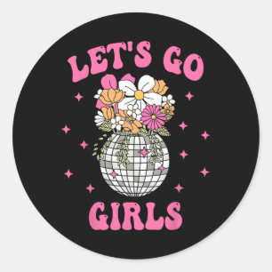 Sticker Rond Go's Go Girls Team Mariée Floral Disco Bachelorett