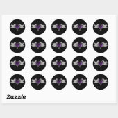 Sticker Rond Goth Coeur pourpre avec Ange Ailes (Feuille)
