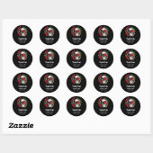 Sticker Rond Goth Crâne avec Fleurs rouges Mariage Merci (Feuille)