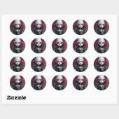Sticker Rond Goth Girl Rose Noir Déplaisant mignon (Feuille)