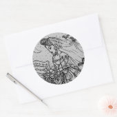 STICKER ROND GOTH HALLOWEEN BRIDE, BATS, VOILE, BOUQUET DE JUIL (Enveloppe)