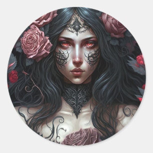 Sticker Rond Goth Princesse Imaginaire gothique Art