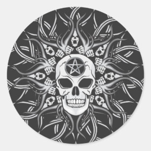 Sticker Rond Goth Skull