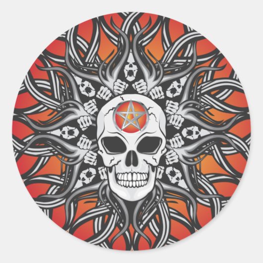 Sticker Rond Goth Skull - Orange (Devant)