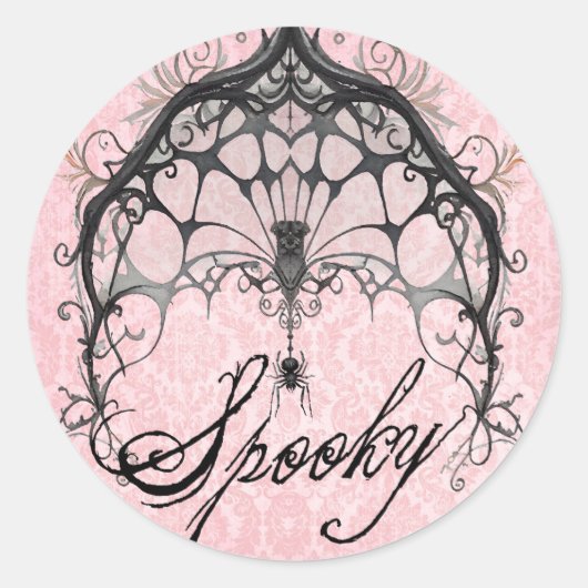Sticker Rond Goth Spider Web Halloween Éffrayant Halloween (Devant)