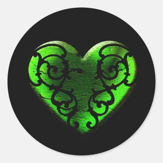 Sticker Rond Goth St. Patrick's Day Coeur vert (Devant)