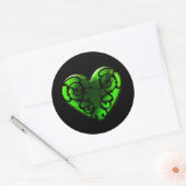 Sticker Rond Goth St. Patrick's Day Coeur vert (Enveloppe)