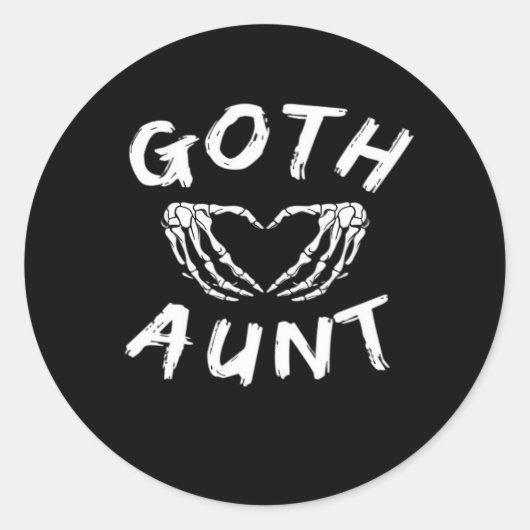 Sticker Rond Goth Tante Funny Emo Tante Punk mignonne Squelette (Devant)