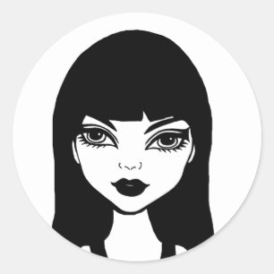 Sticker Rond Goth Vampire Dessin d'art original pour fille