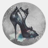 Sticker Rond Goth Vogue Grunge | Turquoise Splash Stiletto haut (Devant)