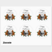 Sticker Rond Gothic Floral Skull Halloween (Feuille)