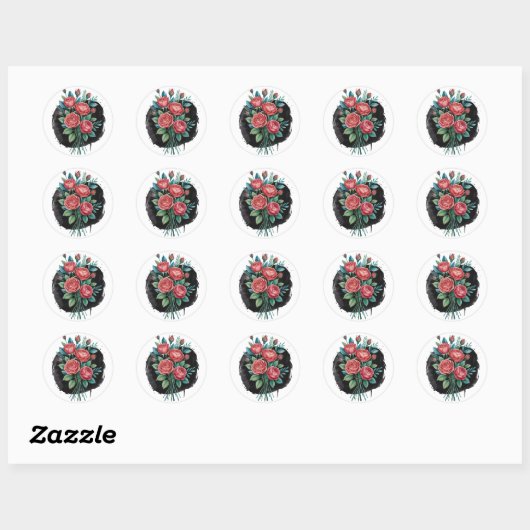 Sticker Rond Gothic Rose Wedding Frame (Feuille)
