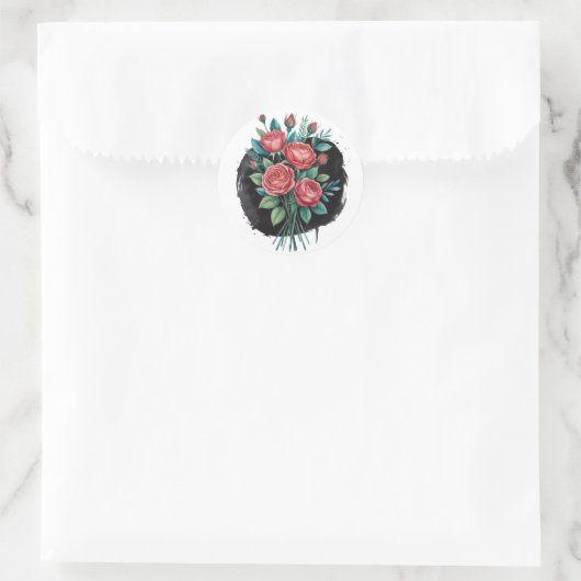 Sticker Rond Gothic Rose Wedding Frame (Sac)