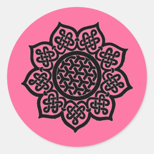 Sticker Rond GOTHIC SOLEIL Noir rose Celtique noeuds (Devant)
