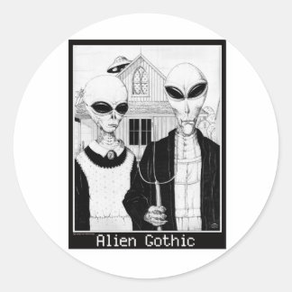 Sticker Rond gothique américain, portraits Aliens, Aliens