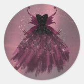 Sticker Rond Gothique Fairy Fuchsia Gown | Punk Rock rose Magen (Devant)