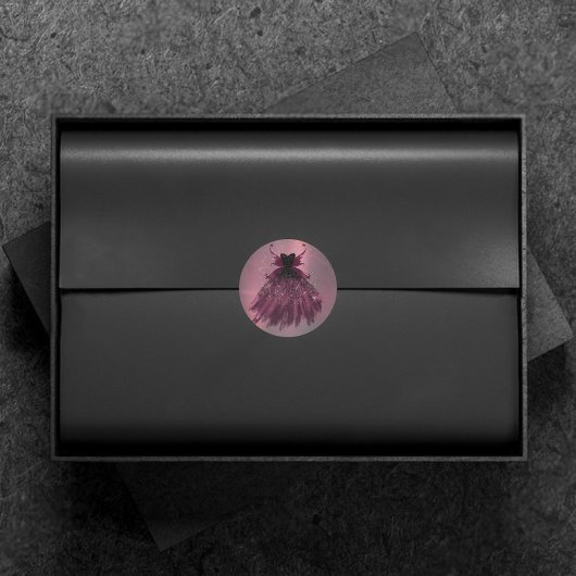 Sticker Rond Gothique Fairy Fuchsia Gown | Punk Rock rose Magen