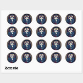 Sticker Rond Gothique fille vampire avec chauve-souris gros yeu (Feuille)