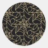 Sticker Rond Gothique Halloween Spider Web Gold (Devant)
