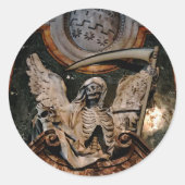 Sticker Rond Gothique Halloween Winged Skelton (Devant)