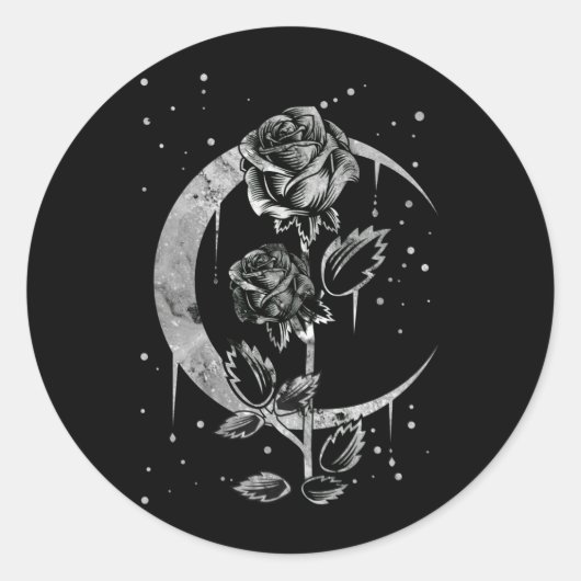 Sticker Rond Gothique Moon Rose Croissant de cuisine Art (Devant)