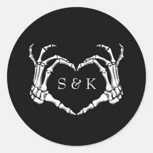 Sticker Rond Gothique Romantique Squelette main Halloween Maria