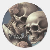 Sticker Rond Gothique Skeleton Couple Détails du Mariage (Devant)