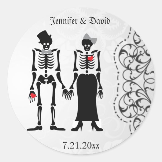 Sticker Rond Gothique Skeleton mariée & chambre Enregistrer la  (Devant)