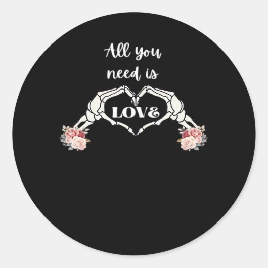 Sticker Rond Gothique Valentines Classique - Squelette Mains Co (Devant)