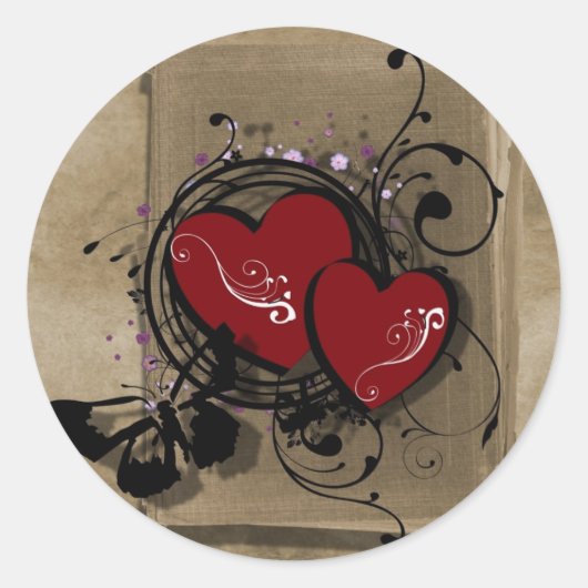 Sticker Rond gothique valentine's day rétro coeur tatouage (Devant)