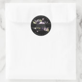 Sticker Rond Gothique violet et noir Moody Florals Quinceañera (Sac)
