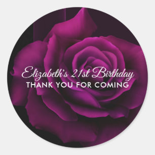 Sticker Rond Gothique violet-rouge rose Merci d'anniversaire