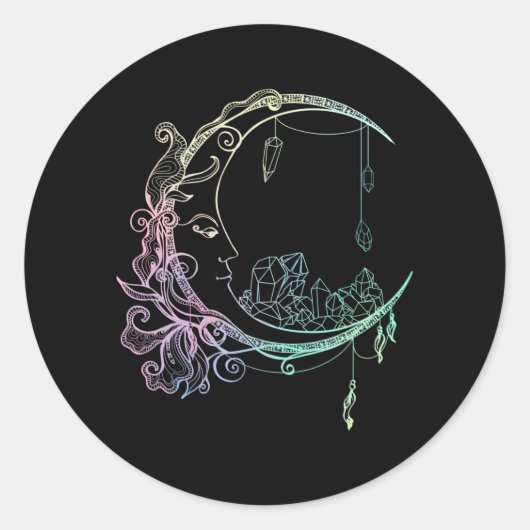 Sticker Rond Gothique Wicca Crescent Pastel Goth Moon (Devant)
