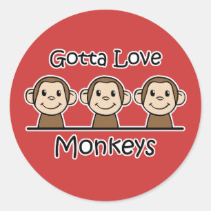 Sticker Rond Gotta Love Monkeys