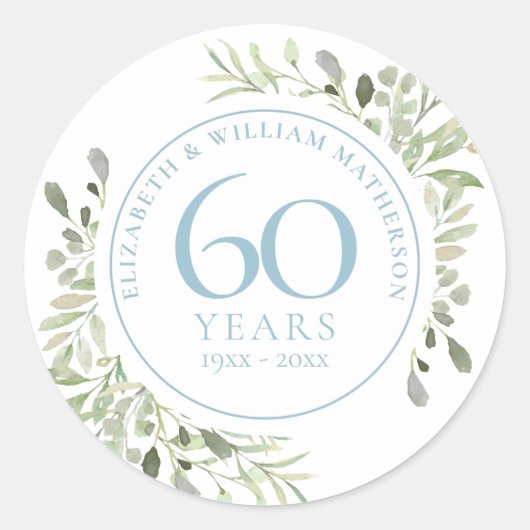 Sticker Rond Gouache de verdure pour le 60e anniversaire (Devant)