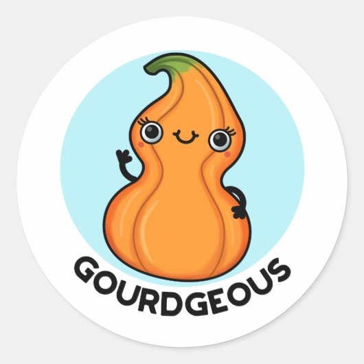 Sticker Rond Gourd geous Funny Gourd Veggie Pun (Devant)