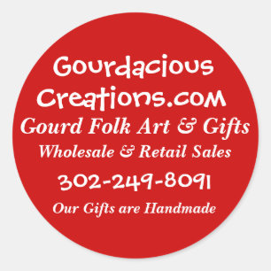 Sticker Rond Gourdacious, Creations.com, Gourd Folk Art & Gi...