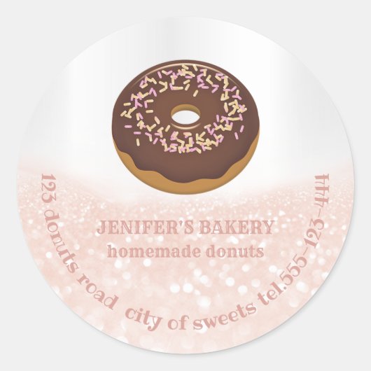 Sticker Rond Goût d'or rose beignets et bonbons faits maison (Devant)