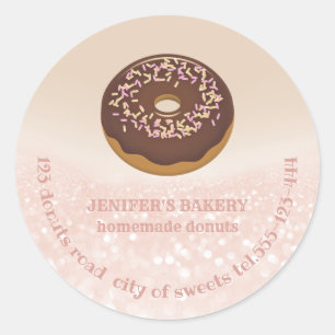 Sticker Rond Goût d'or rose beignets et bonbons faits maison