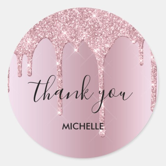 Sticker Rond goutte d'or moderne rose brosse d'or (Devant)