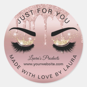 Sticker Rond goutte rosegold lashes couronne maquillage de la c